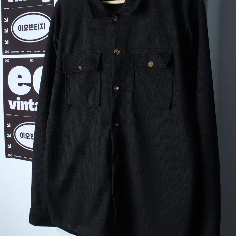 (L-XL) 브랜드빈티지 셔츠 남방 투포켓 폴리 무지 아메카지-H37453