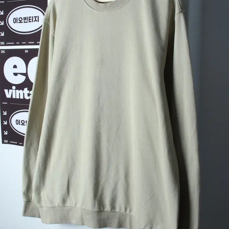 (3XL) 탑텐 맨투맨 티셔츠 빅사이즈 연그린 무지 올드스쿨-H37459