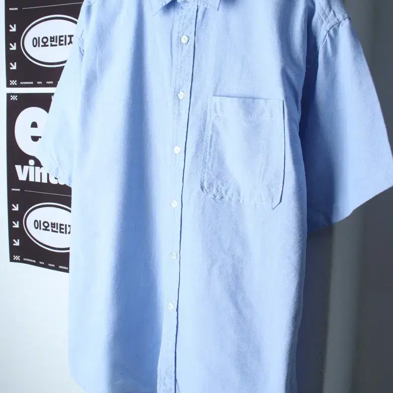(L-XL) 스파오 반팔 카라 티셔츠 셔츠 남방 옥스퍼드-H37142