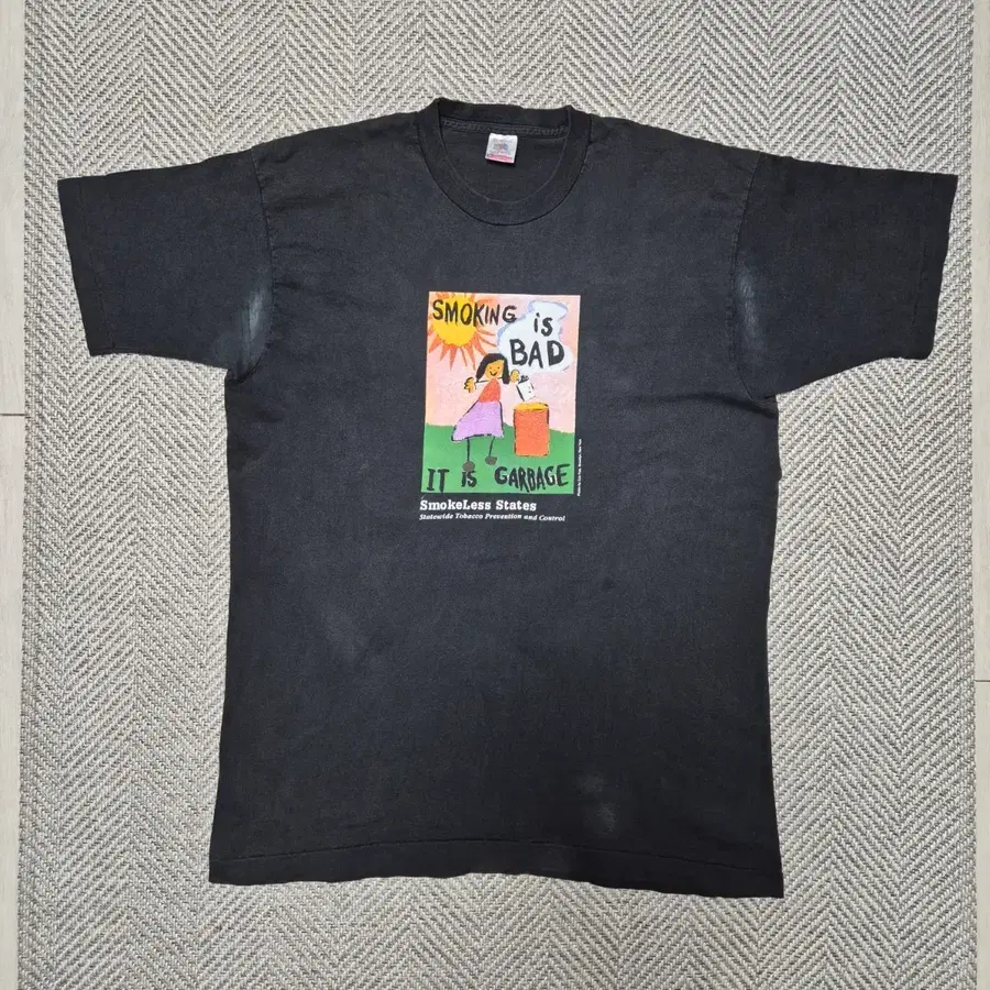 90s 금연 포스터 싱글스티치 티셔츠 (XL)