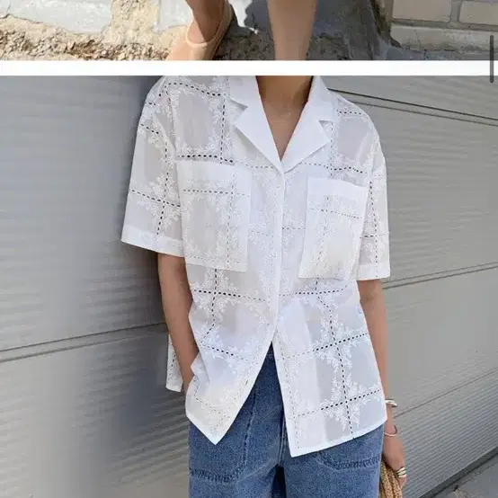 ONE 오엔이 펀칭 아일렛 셔츠