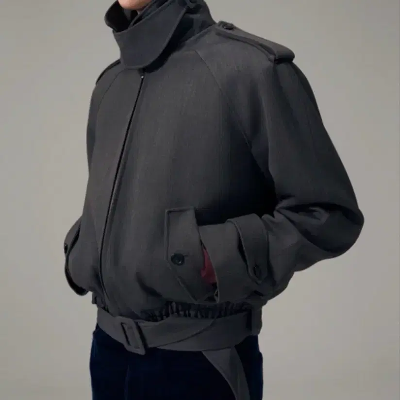 노이스 25fw 넥버클 울 블루종 그레이 L