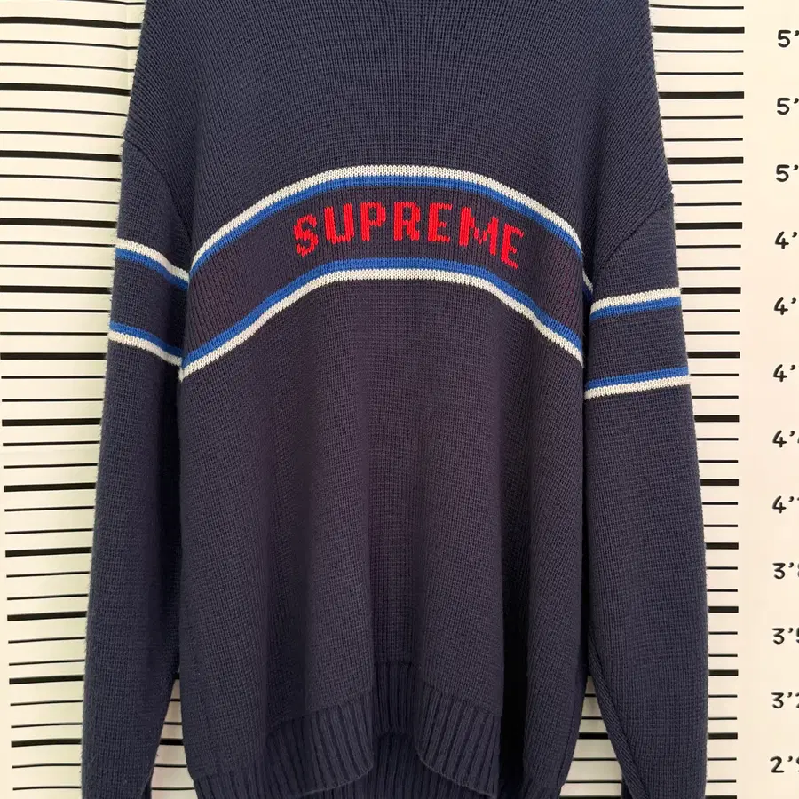 슈프림(supreme) 체스트 스트라이프 스웨터
