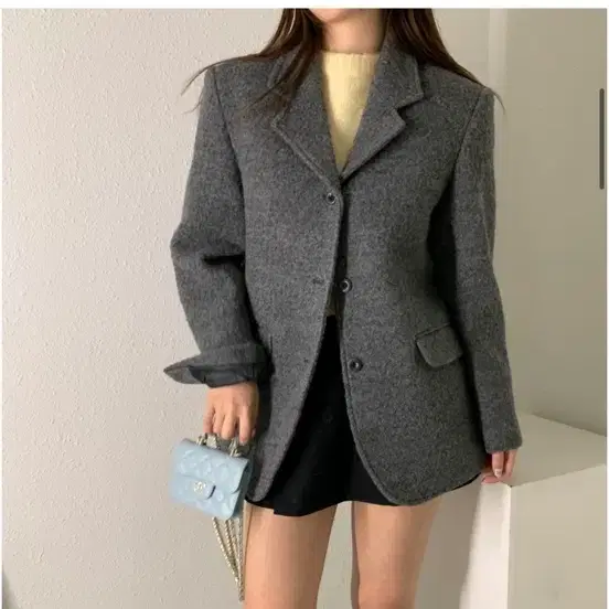 도매택 디엠버 누빔 안감 부클 테디보이 루즈핏 자켓 코트