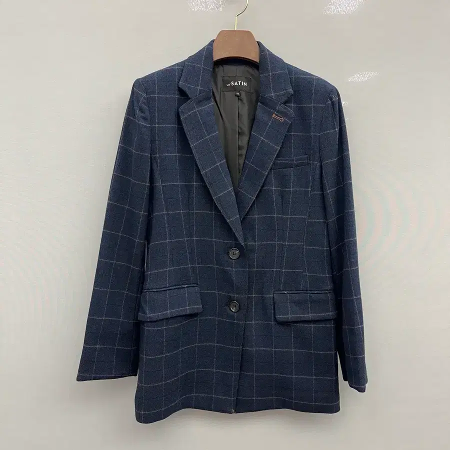 샤틴 여성 체크 라펠 재킷
