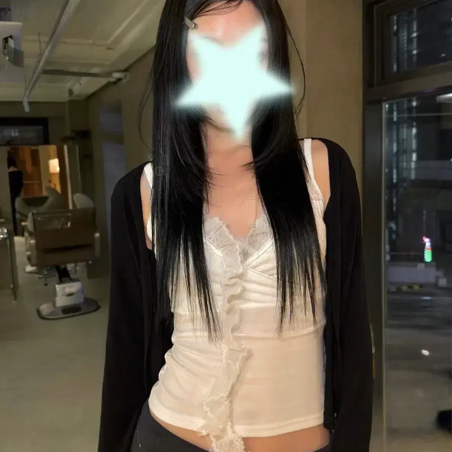 허쉬컷/천연모 노팁 붙임머리 블랙 반피스