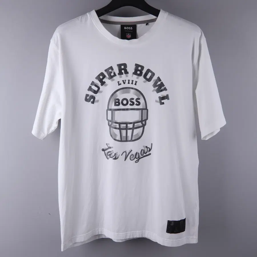 휴고보스 x NFL 슈퍼볼 LVIII 라스베이거스 그래픽 반팔 티셔츠(화이트) (XL)