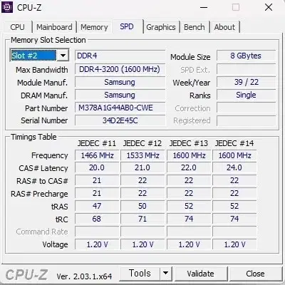 삼성 DDR4 3200 8GB 2개 (16gb) 판매합니다