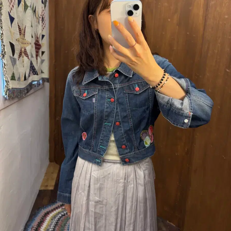 오일릴리 패치 디테일 크롭 데님 트러커 자켓 (h323)