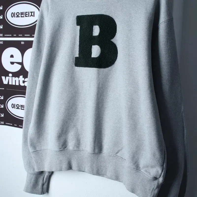 (L-XL) 브루먼 맨투맨 티셔츠 빅로고 풀오버 그레이 헤비-H37185
