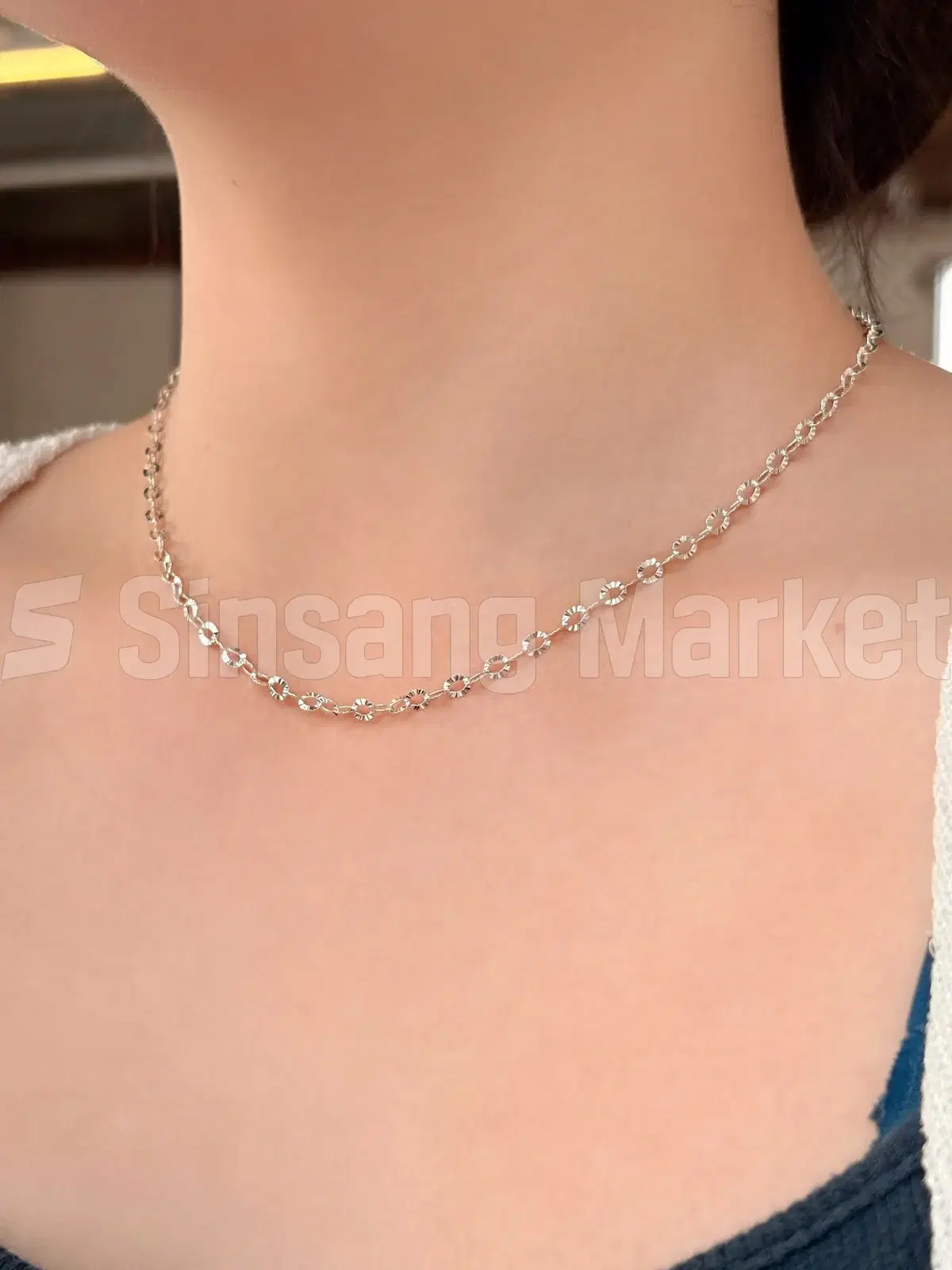 [빠른발송] 실버925 컷팅 체인 목걸이 볼드 포인트 은체인 은목걸이