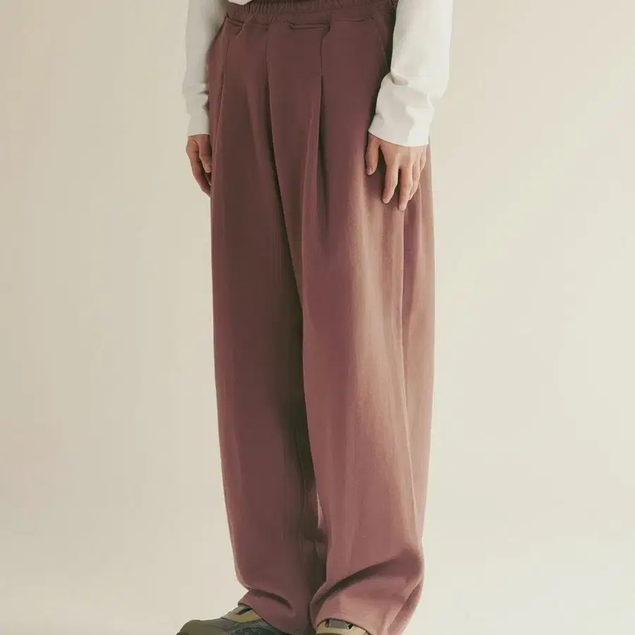 제로 딥 원턱 스웨트 팬츠 더스티 와인 M