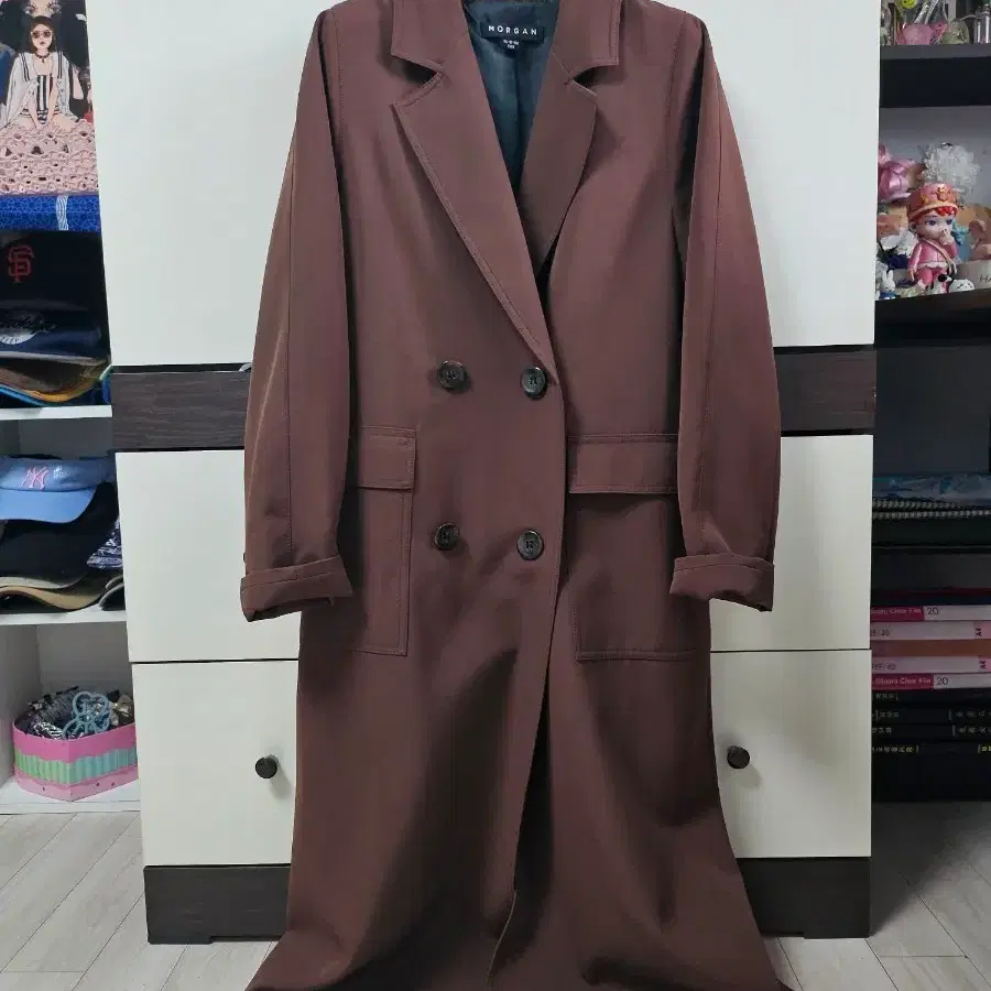 버건디 브라운 롱 자켓