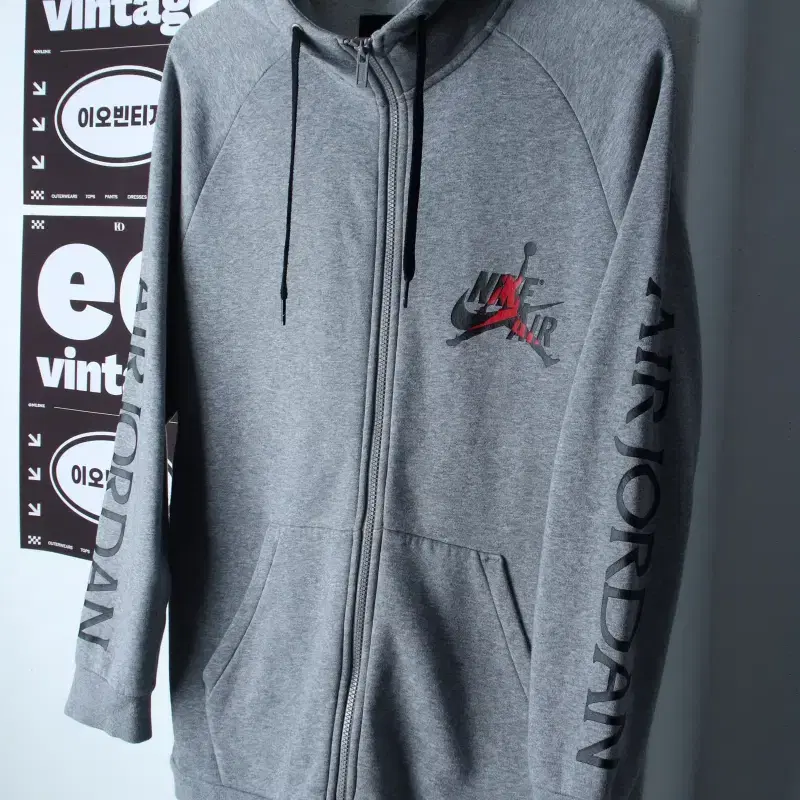 (M-XL) 조던 후드집업 레터링 그레이 기모 한정판-H37242