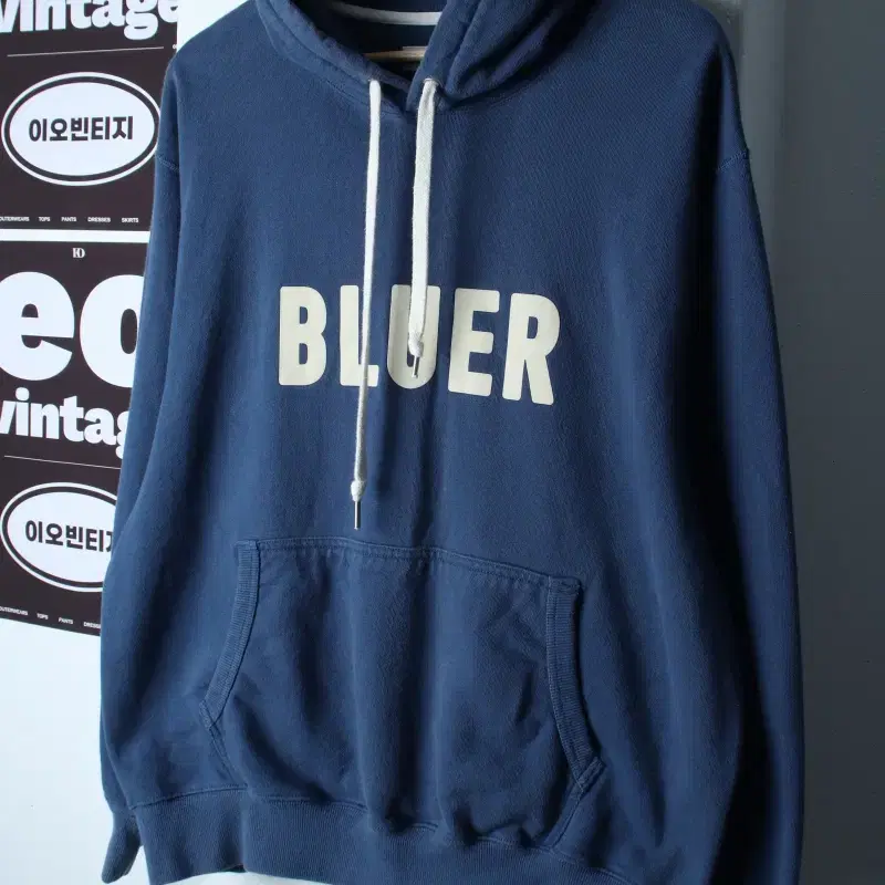 (L-XL) 네이머클로딩 후드티셔츠 빅로고 블루 박시 올드스쿨-H37253