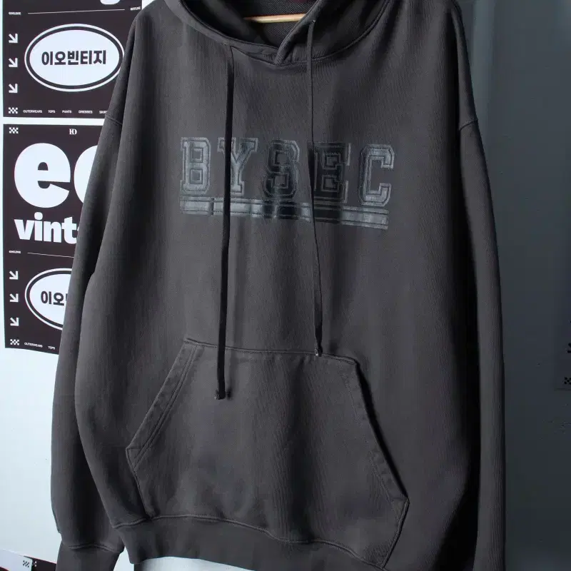 (L-XL) 바이섹 후드티셔츠 빅로고 차콜 헤비 스트릿-H37255