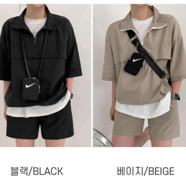 새상품) 반집업 바람막이 반팔 상하세트