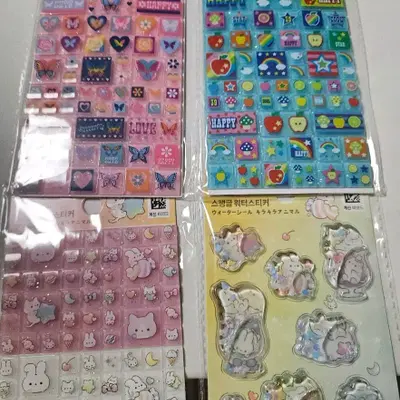 ダイソー神像アミパタイルブロックステッカー、スパンコールウォーターステッカー1種