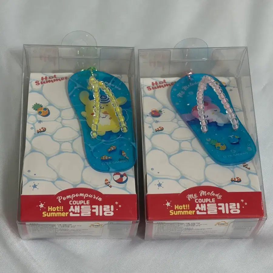 [정품/미개봉] 산리오 핫써머 커플 샌들 키링 폼폼푸린, 마이멜로디