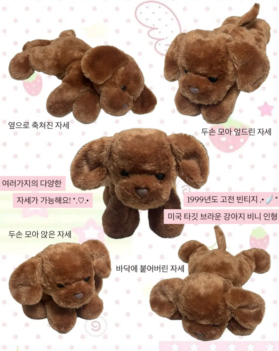 1999년도 고전 빈티지 미국 타깃 브라운 강아지 비니 인형
