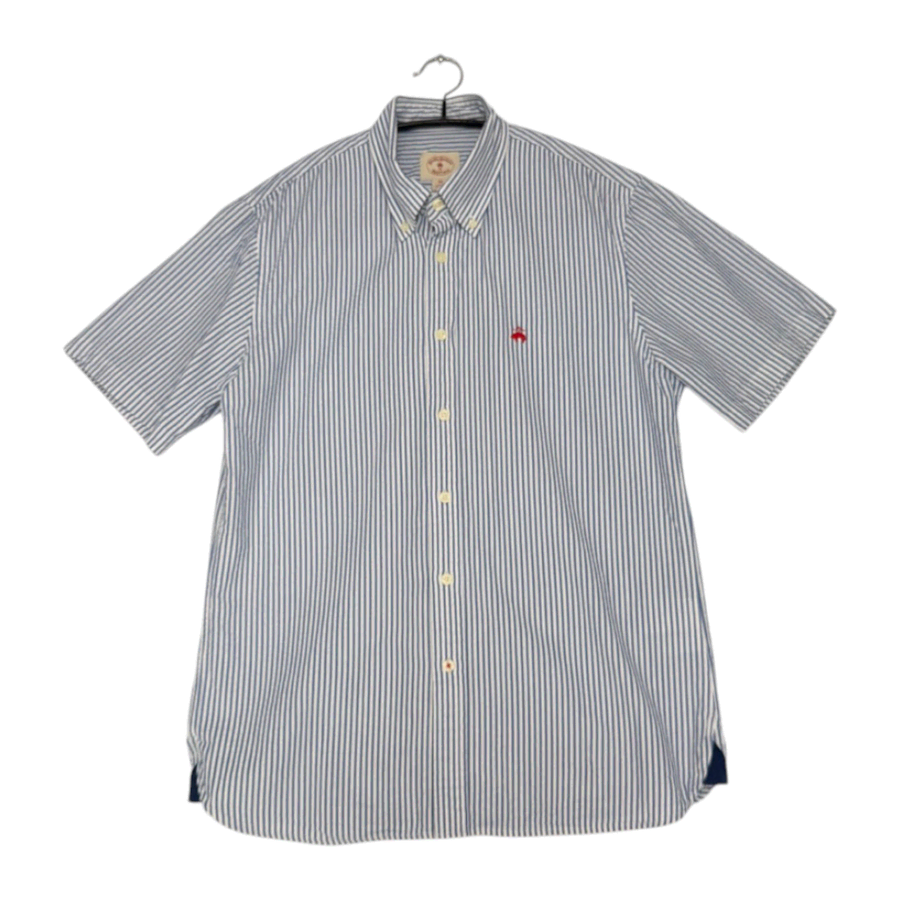 브룩스브라더스 Brooks Brothers 스카이블루 스트라이프 시어서커 반팔 셔츠 M