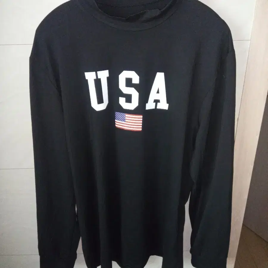 춘추용 USA 긴팔 티셔츠 블랙 XL 새상품