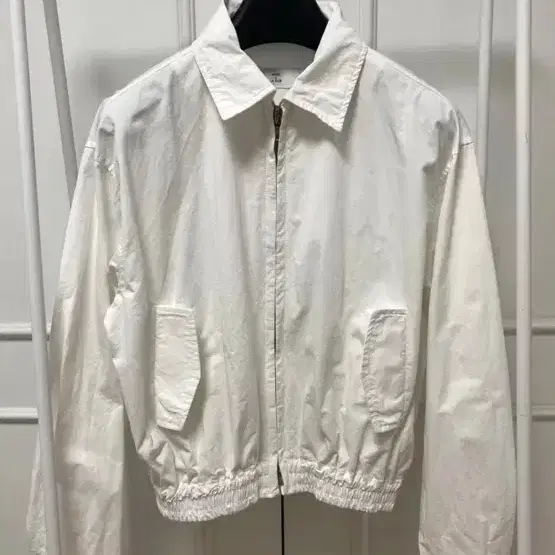 코튼 면 카라 자켓 화이트