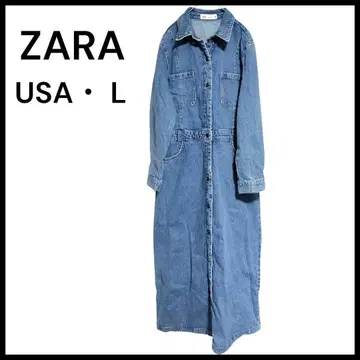 ZARA 자라 데님 롱 원피스 긴팔 L~LL 라이트 블루
