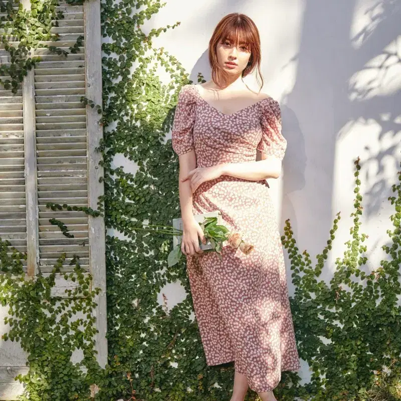 herlipto Cherry Pattern Cache-Coeur One-Piece terracotta 스나계 원피스