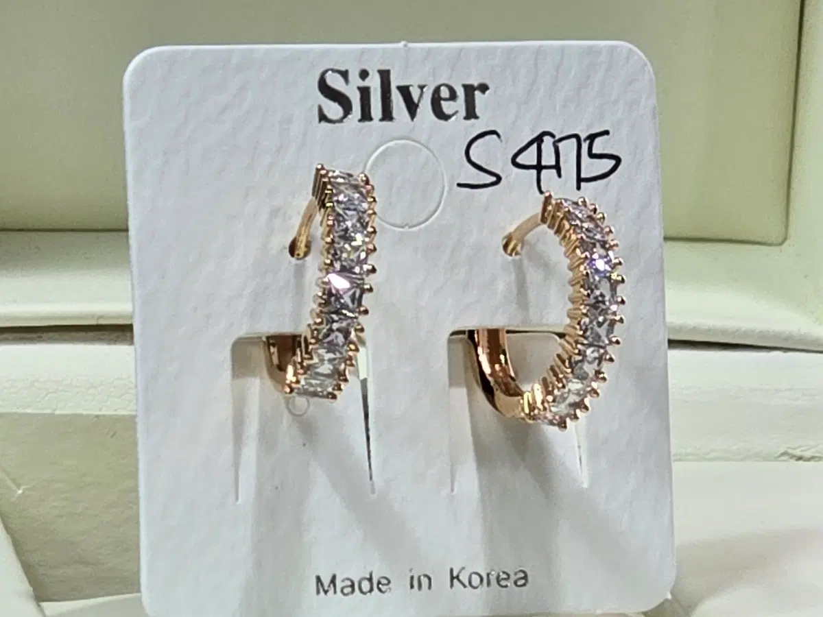 원터치 큐빅 링 귀걸이