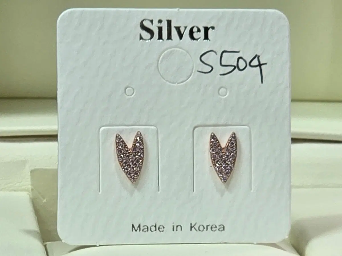실버포스트 하트 귀걸이 로즈골드
