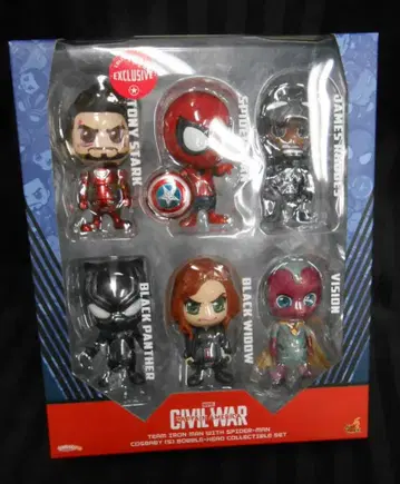HOTTOYS COSBABY (S) BOBBLE HEAD COLLECTIBLE SET TEAM IRON MAN WITH SPIDER MAN