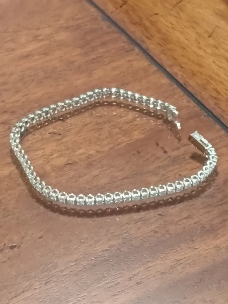 참보석 U자형 피쉬테일 다이아 2.5mm 테니스팔찌 18k 샴페인골드 (무도금 화이트) 18cm