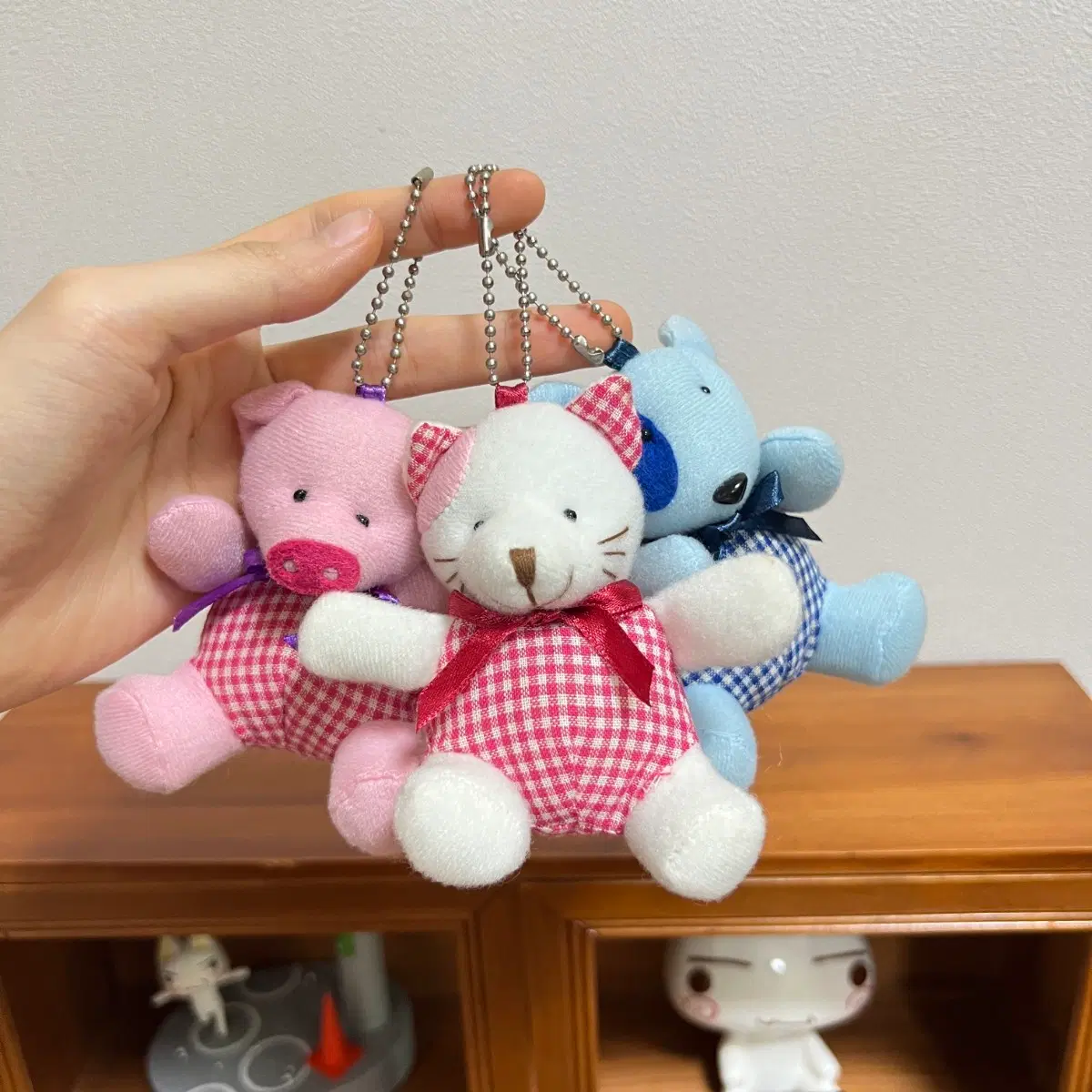[세트]빈티지 동물 인형 키링 고양이 돼지 강아지