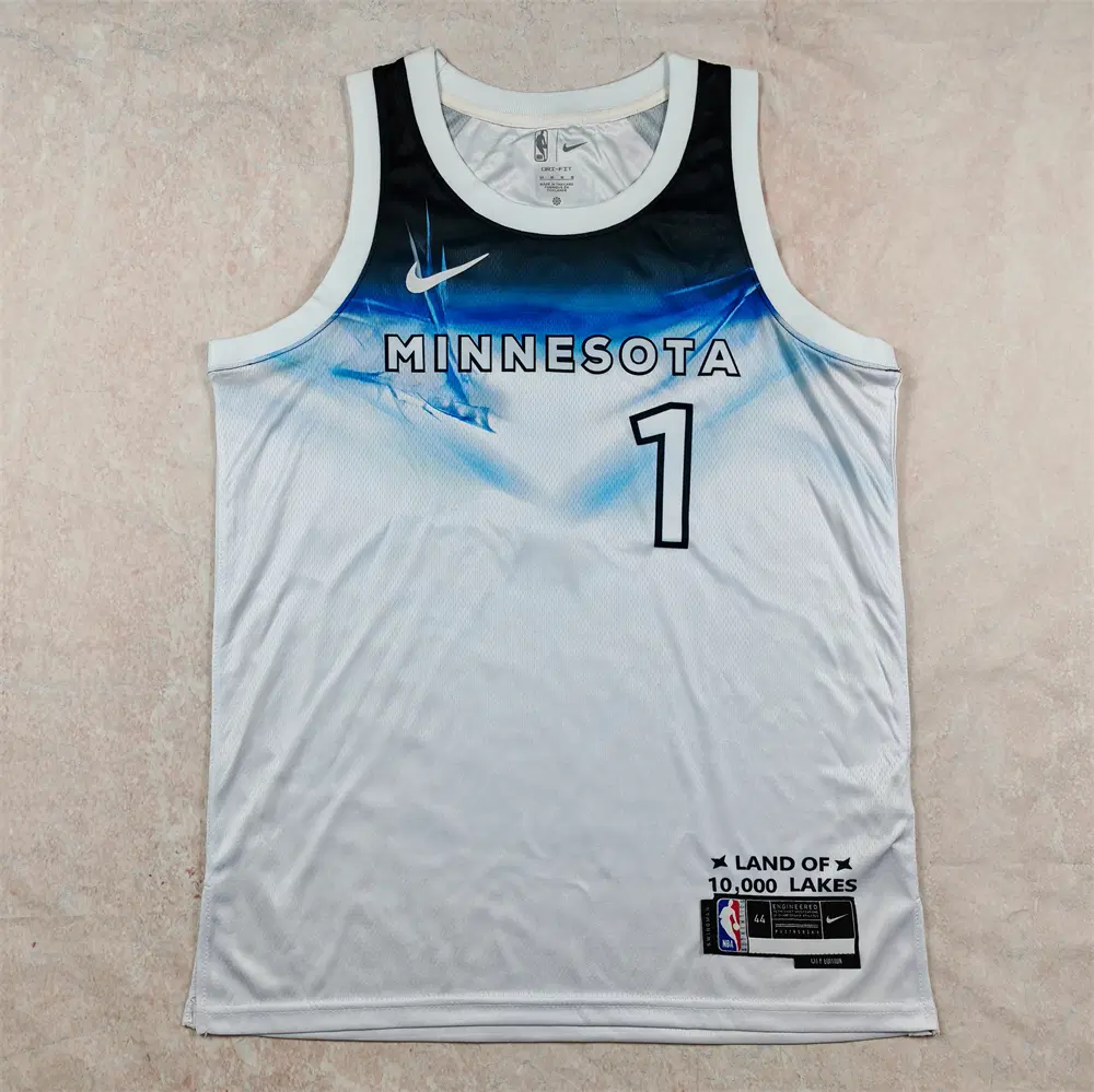 NBA 농구 유니폼 열압박 유니폼 2025년 미네소타 팀버울브스 1번 BALL 화이트 시티 에디션