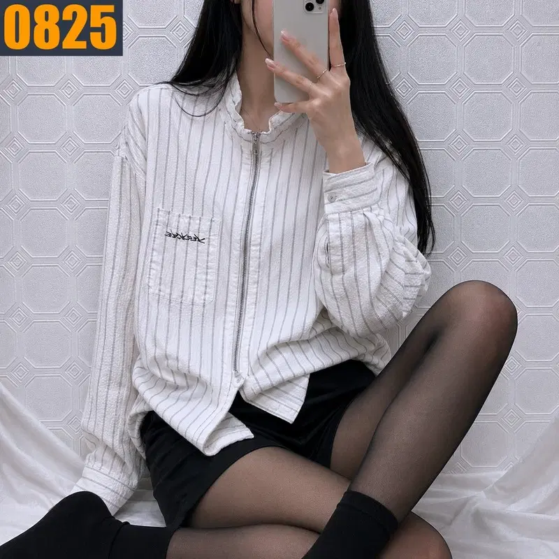90 예스아이씨 하이넥 투웨이 집업 셔츠 화이트