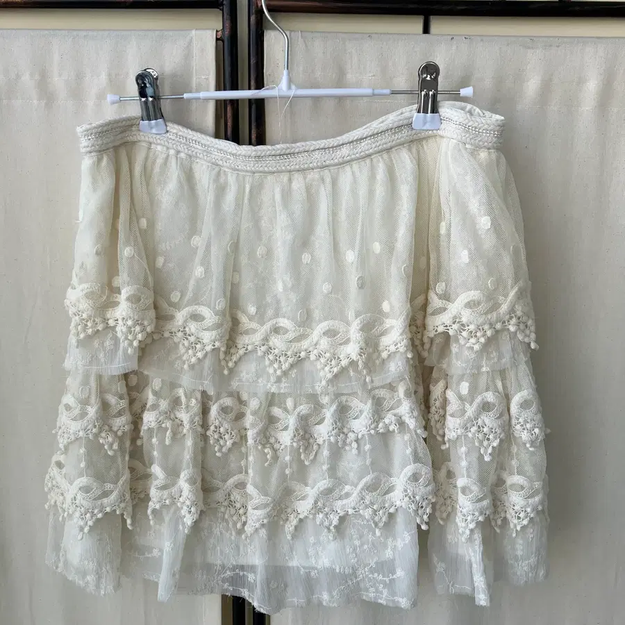 jpn vintage lace dot tiered skirt