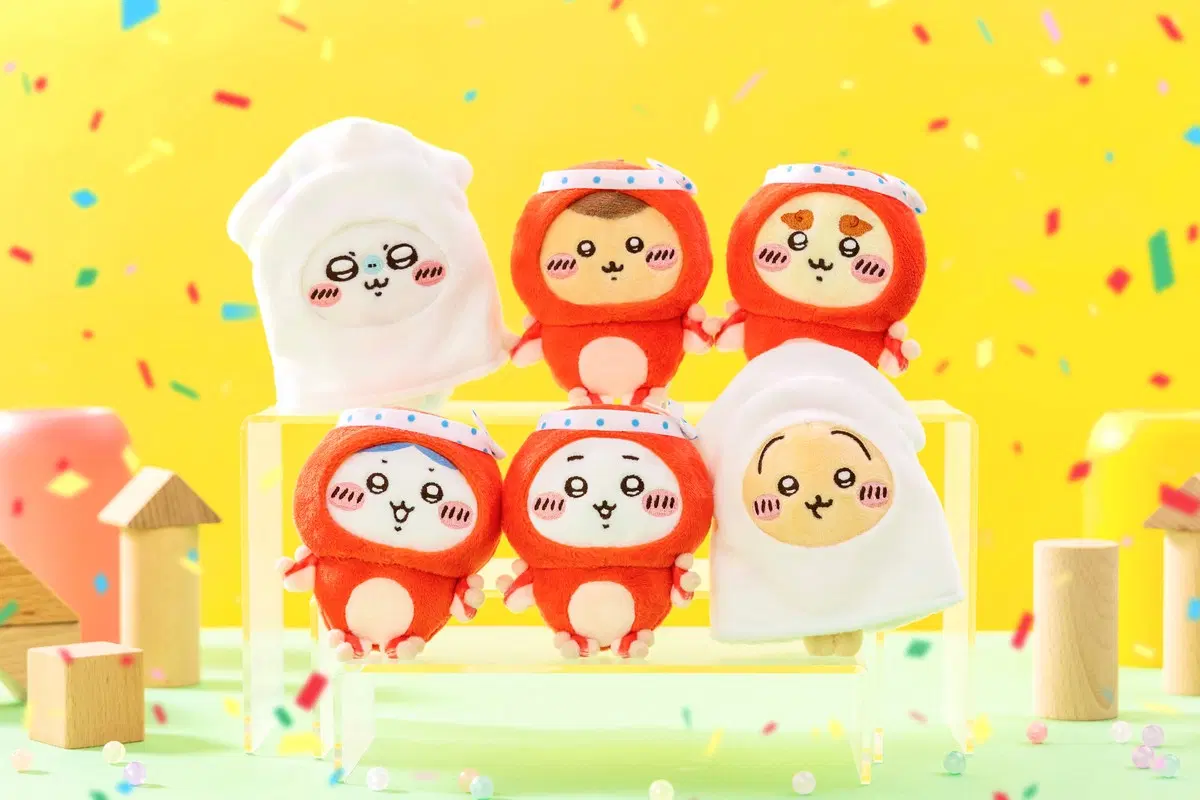 (6종 세트) 치이카와 타코 오징어 쿠지 복권 D상 마스코트 인형 치이카와 하치와레 우사기 모몽가 쿠리만쥬 시사