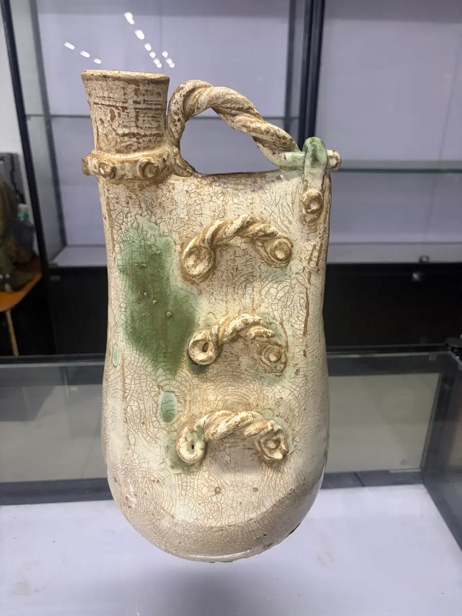 진품 특이한 청화있는 료나라후기백자 강와요 도자기