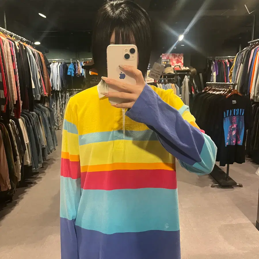 (924) J.CREW 제이크루 무지개 스트라이프 카라티셔츠 롱슬리브