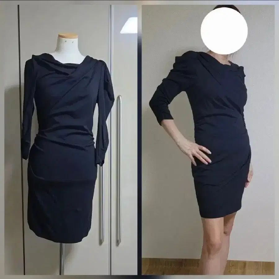 컨디션최상/드레이프 원피스/블랙