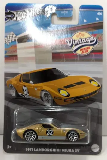 MATTEL HOTWHEELS VINTAGE RACING CLUB 4/6 HRV03 1971 람보르기니 미우라 SV 금/#32 4/6