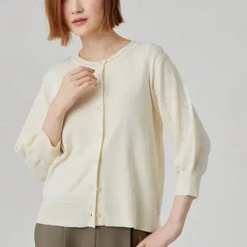 grove 소매 레이스 편직 니트 가디건 아이보리 L