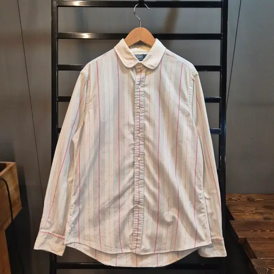 [M] 폴로 랄프로렌 POLO RALPH LAUREN 라운드카라 스트라이프 셔츠 아이보리 4.5