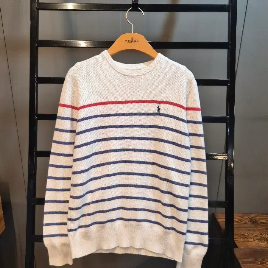 [S] 폴로 랄프로렌 POLO RALPH LAUREN 마린 스트라이프 코튼 니트 아이보리 3.5