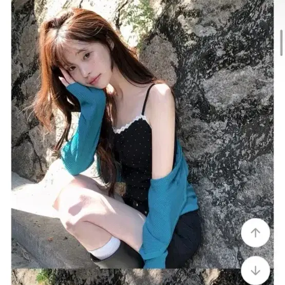 [새상품] 도트 모리걸 레이스 나시 블랙