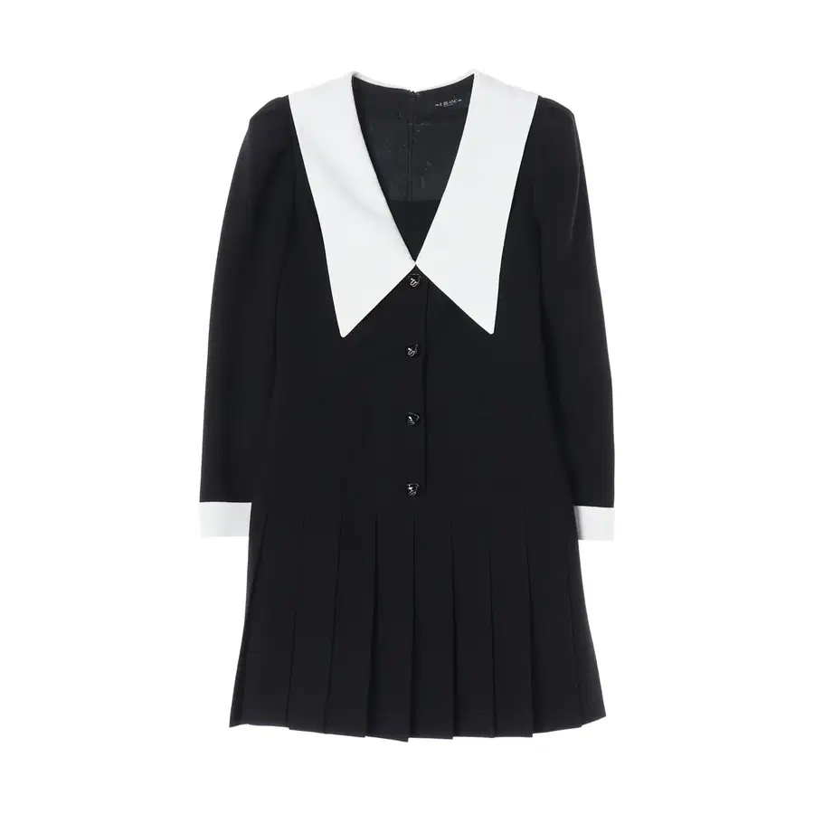 에스블랑 22FW 빅 카라 배색 플리츠 원피스