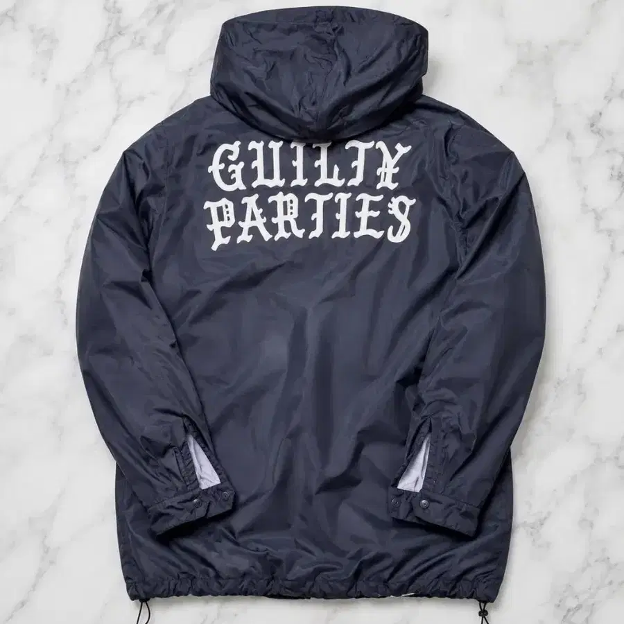 [정품] 와코마리아 PARTIES 크롬 레터링 백로고 나일론 후드 자켓 네이비 M