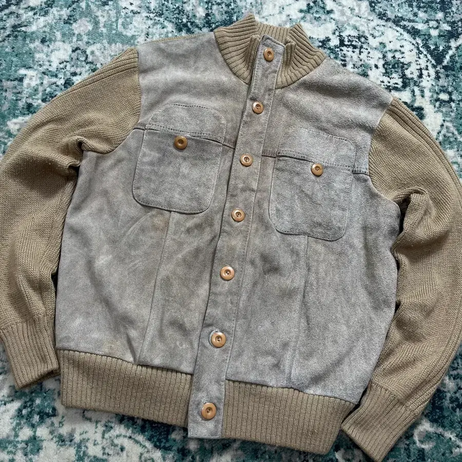 Virginlan Leather Jpn 소가죽 니트 슬리브 웨스턴 자켓(L)
