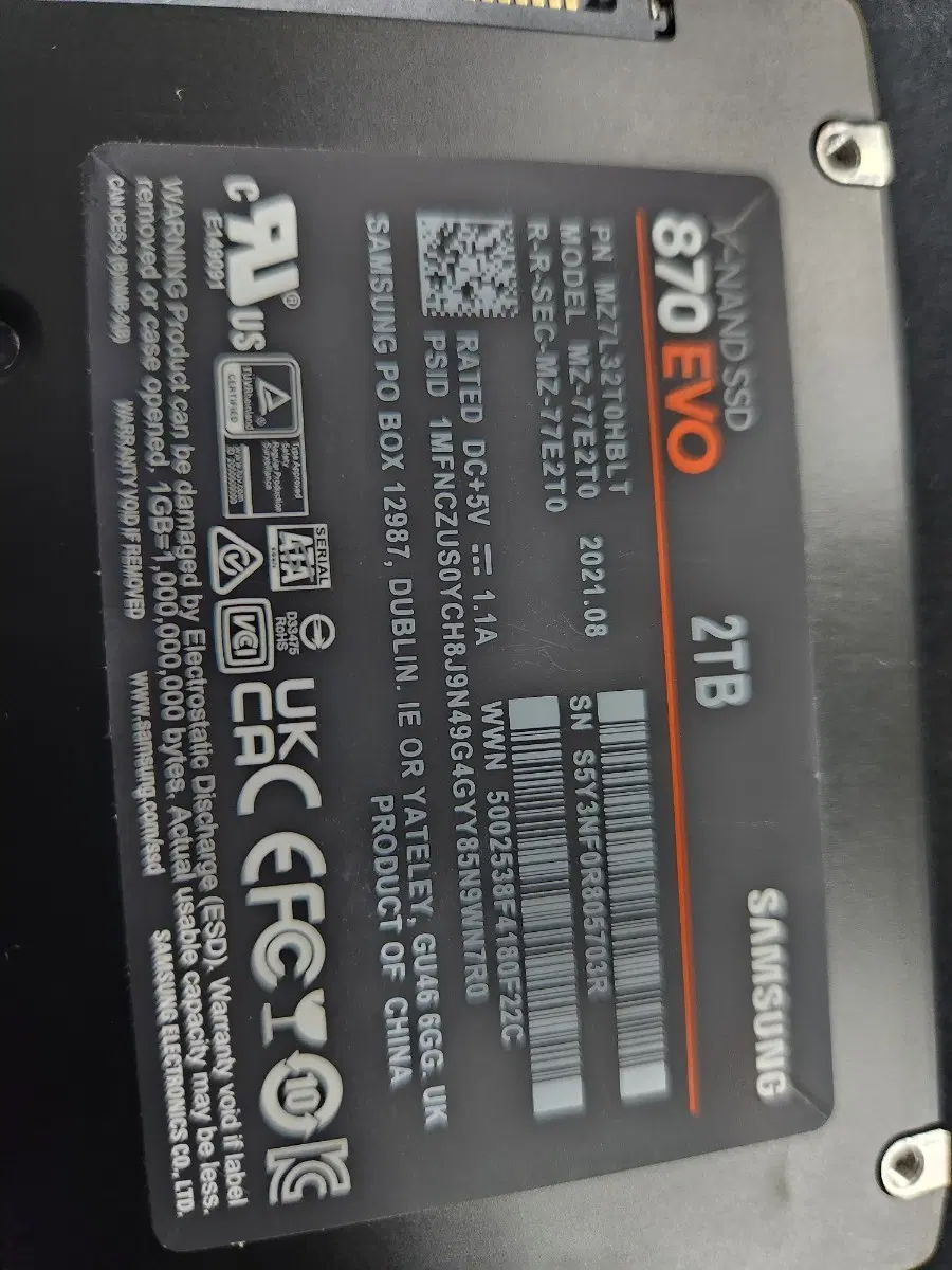 삼성전자 870 EVO 2TB SSD